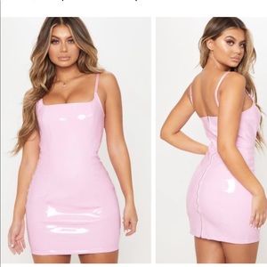 Baby pink latex bodycon dress